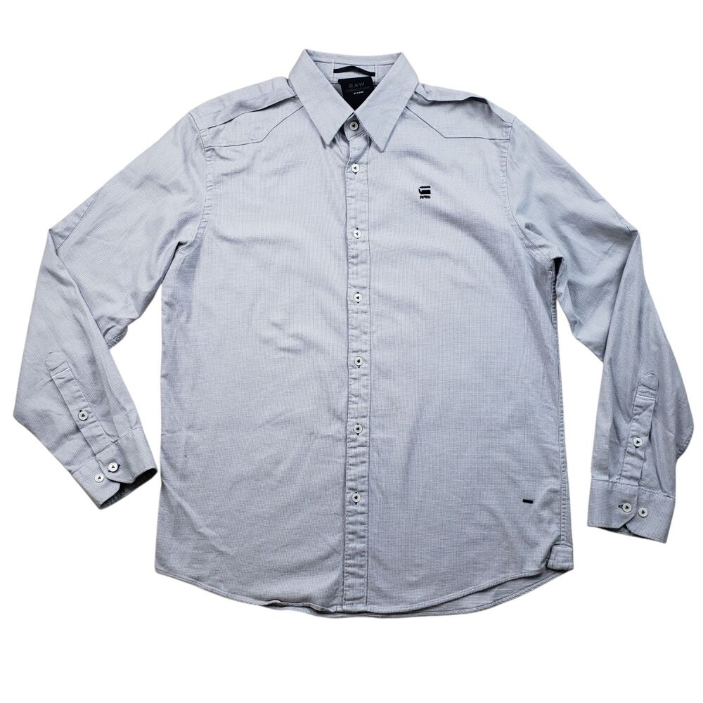 G Star Raw Western Correct Line Shirt Mens XL Gray Long Sleeve Button Up Cotton